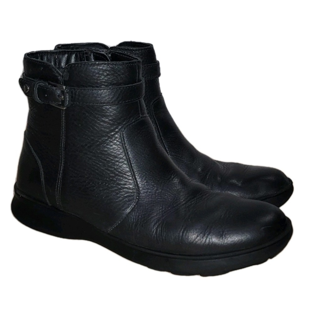 Vionic Redding Women's Ankle Boots Waterproof Black Leather Zip Booties Size 9